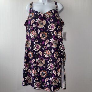 NEW Lands End Swim Dress Sz 26W Tulip Skirt Purple Floral Beach Summer Women’s